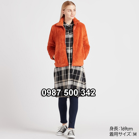 Áo lông cừu 2 mặt Uniqlo nữ 2019 mã 418242 màu cam 25 ORANGE