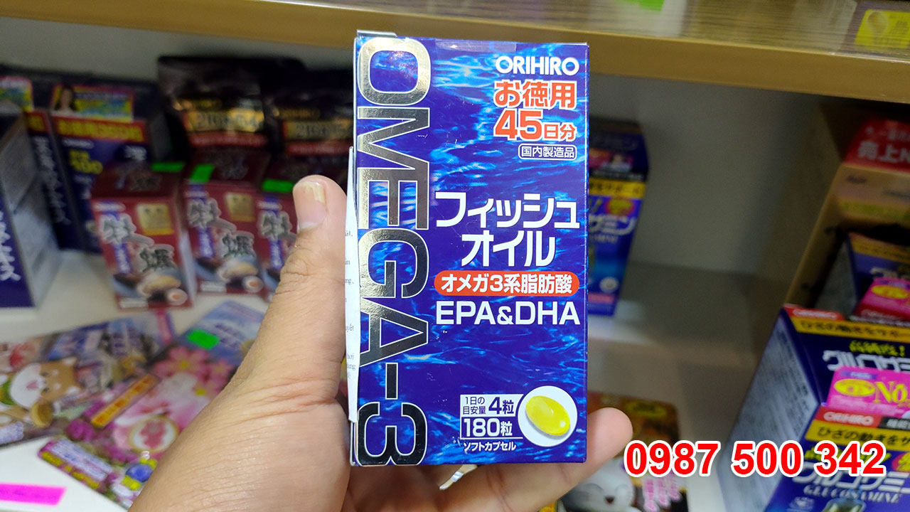 Thực phẩm chức năng Dầu cá Omega 3, EPA & DHA Orihiro Nhật Bản hộp 180 viên