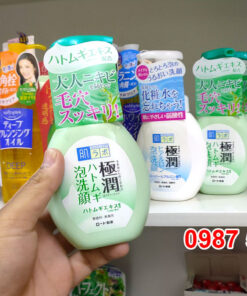 Sữa rửa mặt tạo bọt Hada Labo Nhật Bản Gokujyun Foaming Cleanser chai màu xanh 160ml