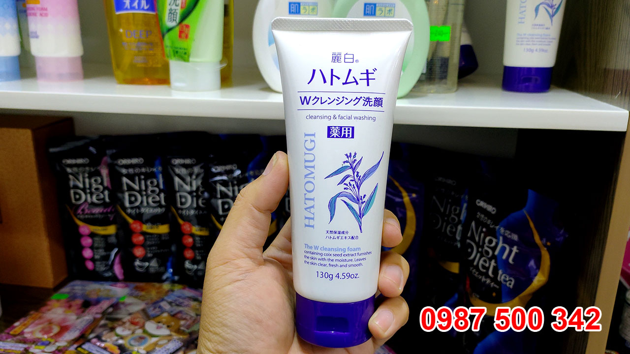 Sửa Rửa Mặt Ý Dĩ Hatomugi Naturie nội địa Nhật Bản 130g làm sạch nhờn, làm sáng da, mờ thâm mụn