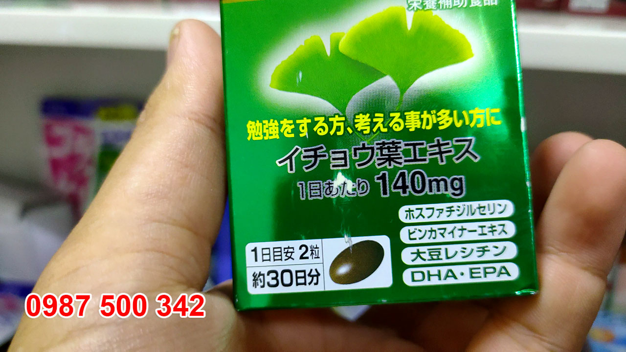 Viên uống bổ não DHA EPA Ginkgo Noguchi Nhật Bản với chiết xuất 100% từ lá cây bạch quả ginkgo biloba 140mg