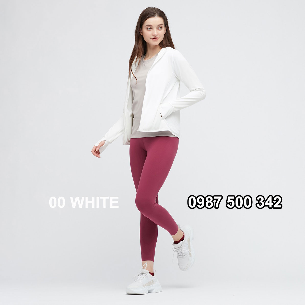 Áo chống nắng nữ Uniqlo AiRism 2021 màu trắng 00 WHITE 433703