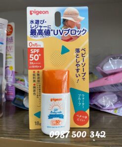 Kem chống nắng trẻ em Pigeon UV baby milk 18g Nhật Bản