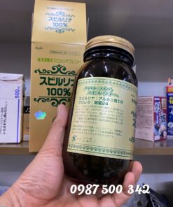 Ảnh thật sản phẩm Tảo xoắn Spirulina Algae tem đỏ Nhật Bản 2200 viên