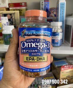 Trên tay Viên dầu cá hồi Nhật Bản Omega-3 EPA-DHA Pure Alaska 333mg 450 viên